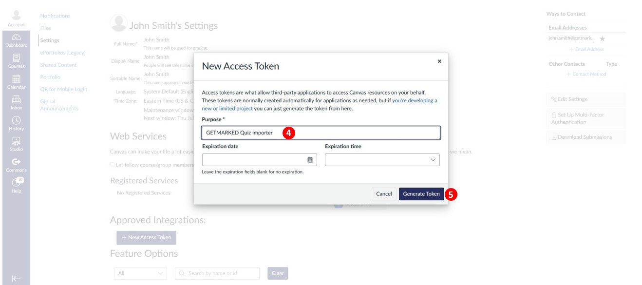 set canvas acccess token, annotated