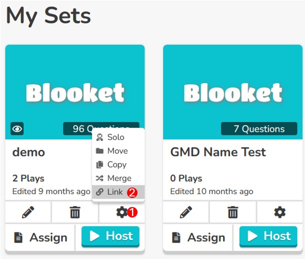 Blooket set settings menu