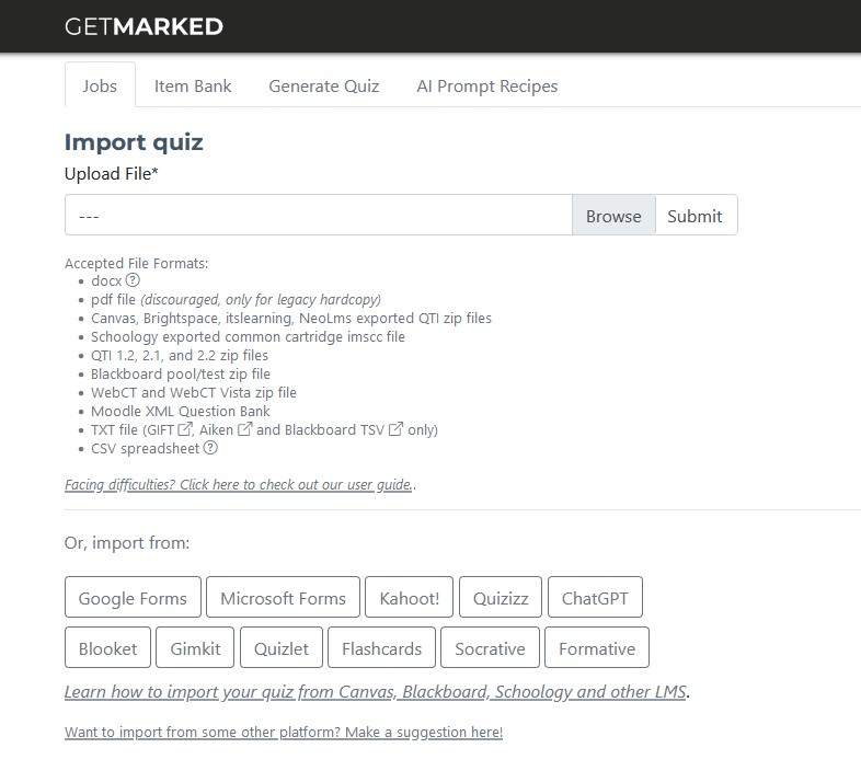 getmarked digitaliser upload file user interface