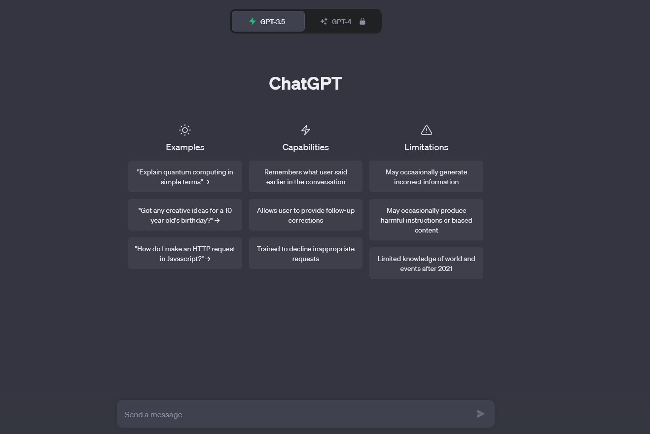 OpenAI ChatGPT homepage