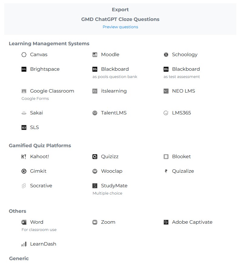 export menu in getmarked digitaliser