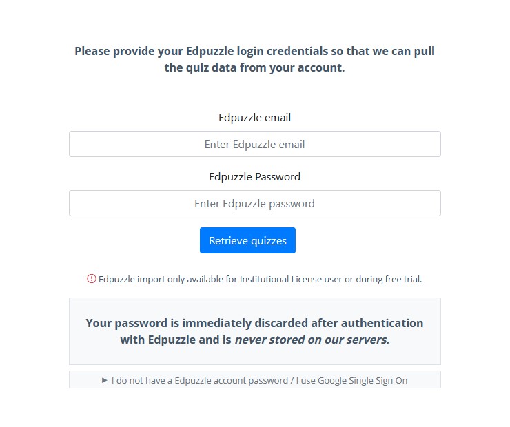 getmarked digitaliser edpuzzle importer login interface