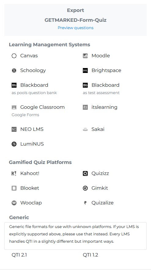 export options for google forms