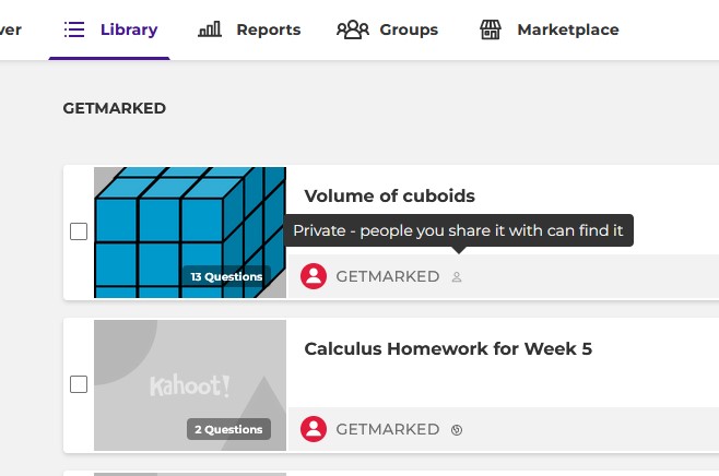 visibility of kahoot quiz