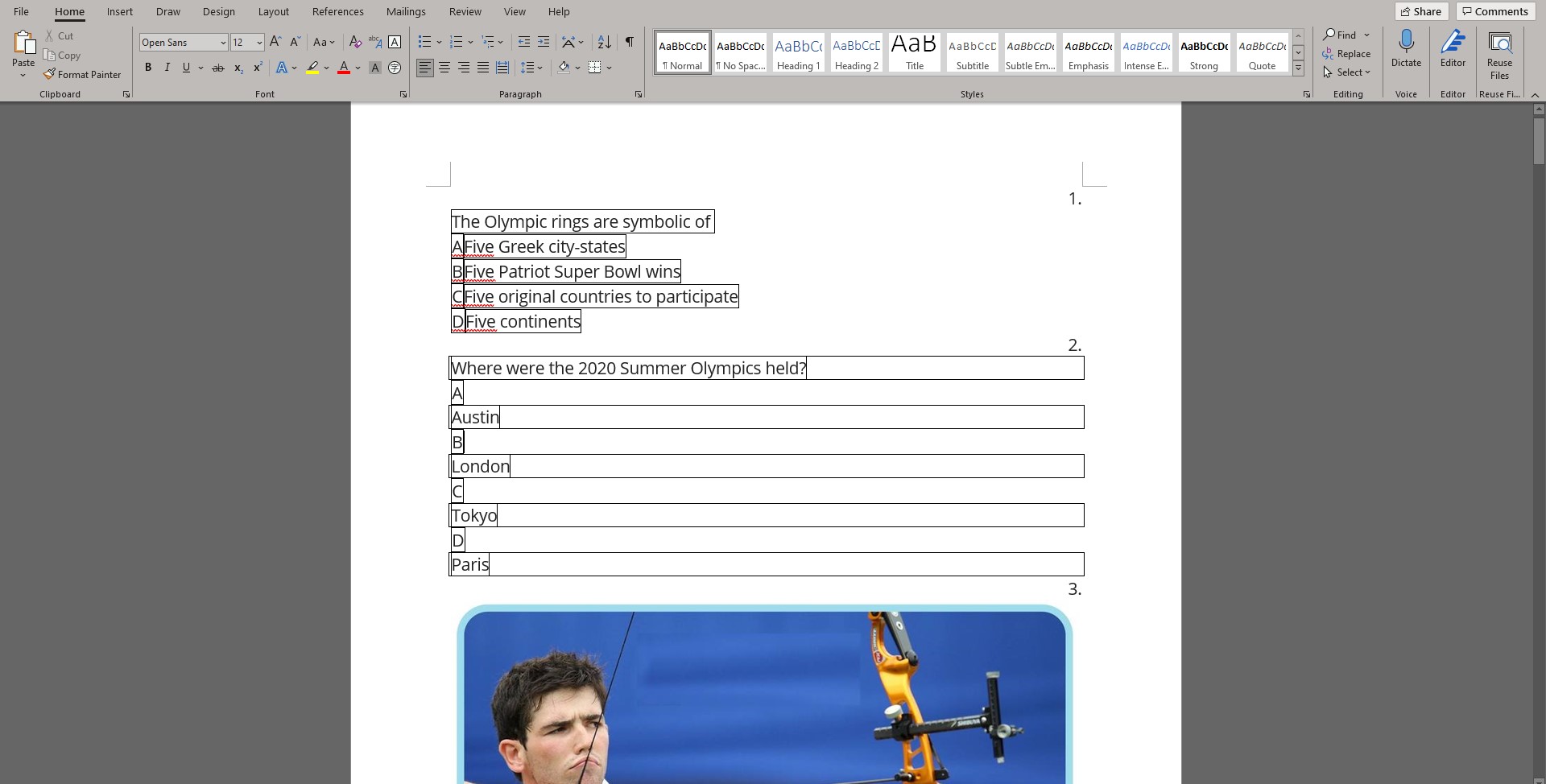 quizizz quiz content copied and pasted into MS word using chrome browser