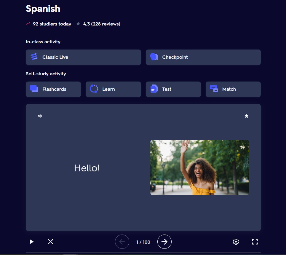 a publicly available quizlet set flashcard (back)