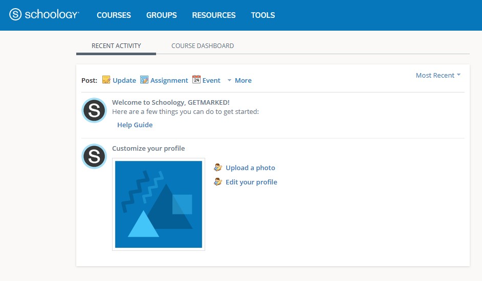 schoology homepage dashboard