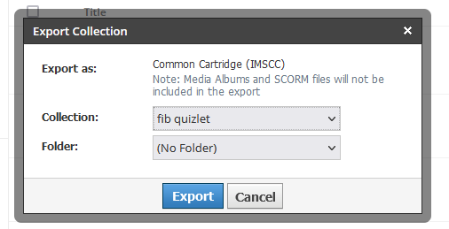 schoology export collection and folder menu