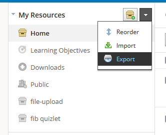 schoology my resource export dropdown menu