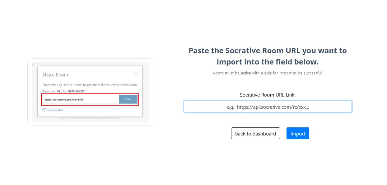 socrative quiz importer in getmarked digitaliser