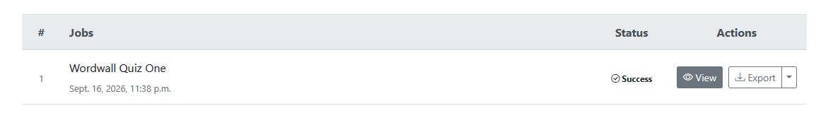 wordwall quiz imported into GETMARKED