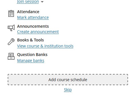 bottom left of blackboard ultra course page