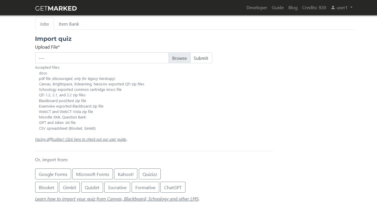 GETMARKED Digitaliser dashboard user interface