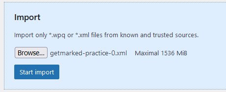 Attached learndash .xml quiz file on to quiz import interface in learndash