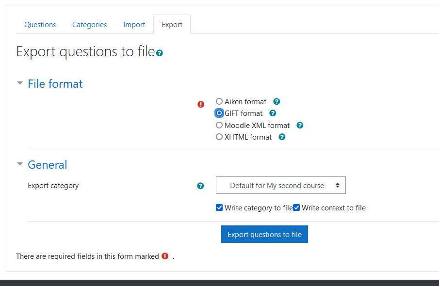 Moodle export question bank