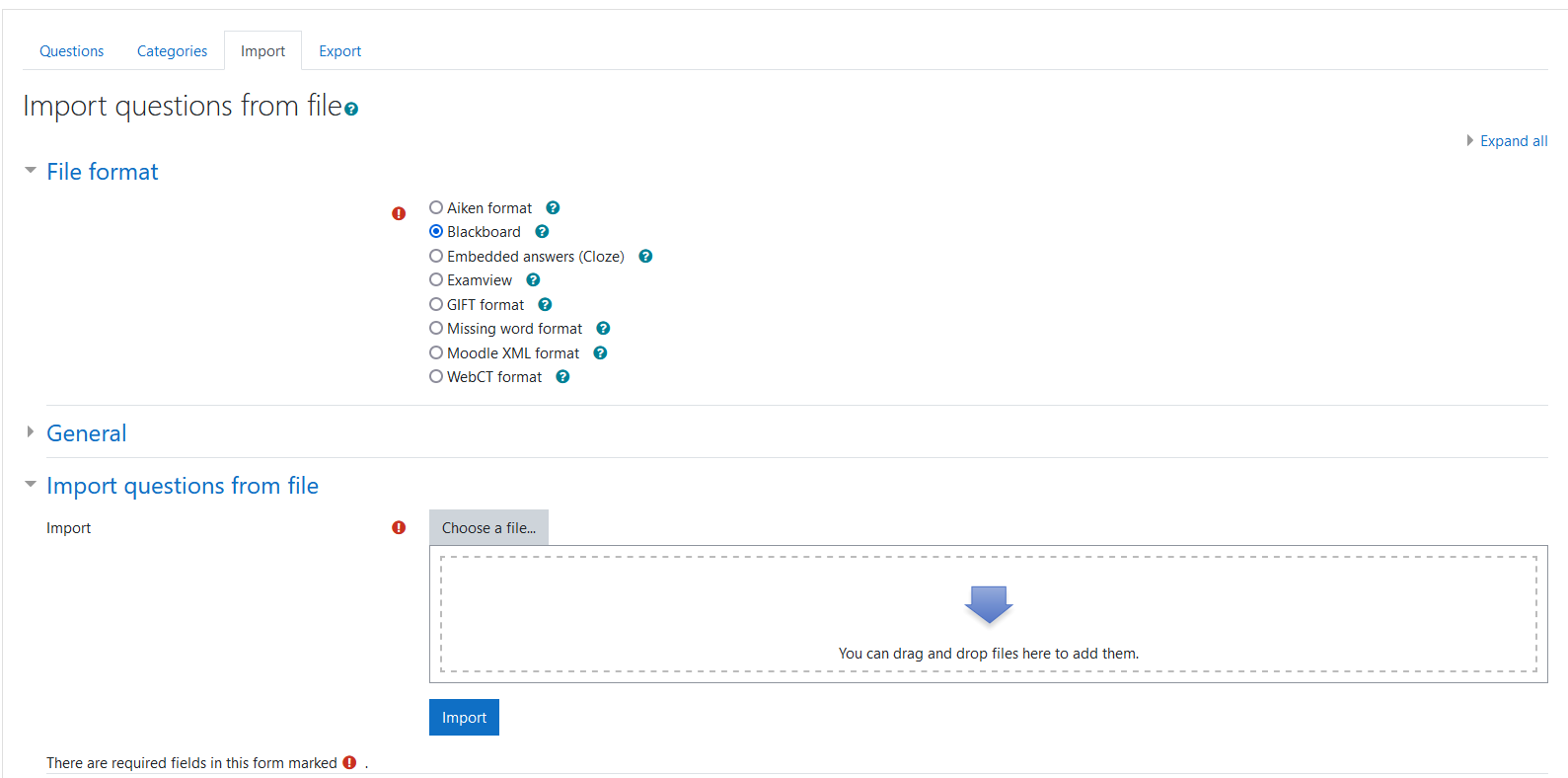 Moodle import question bank