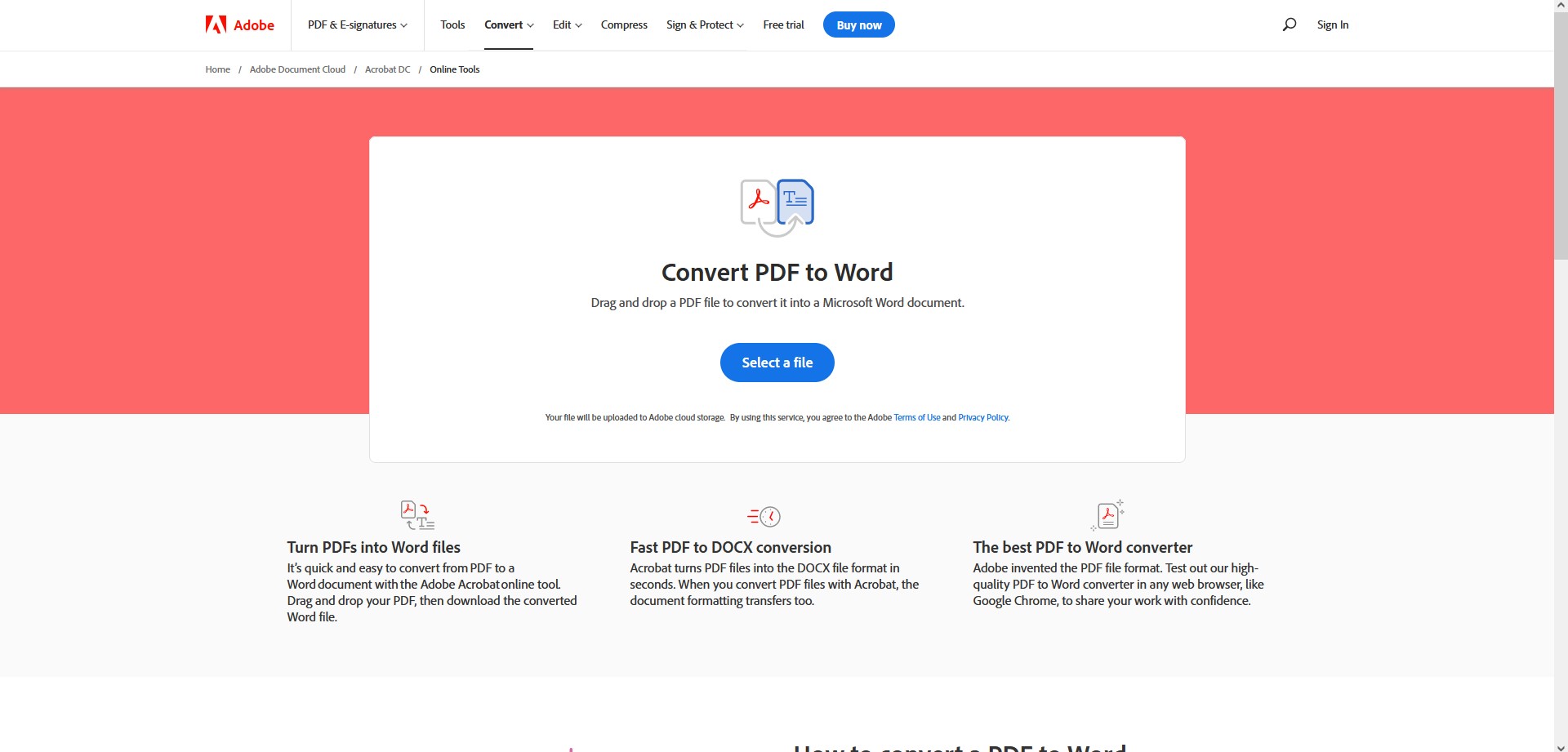 adobe's free online tool to convert pdf into docx