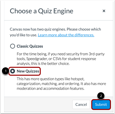 create new quizzes