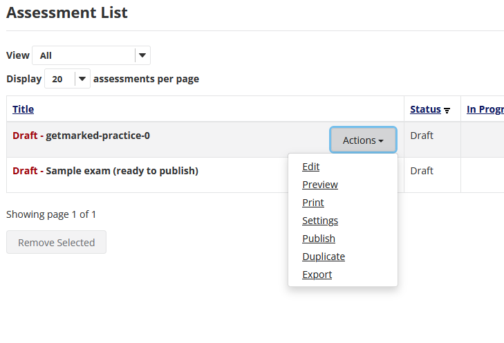 Check that the assessment imported from qti file is correct