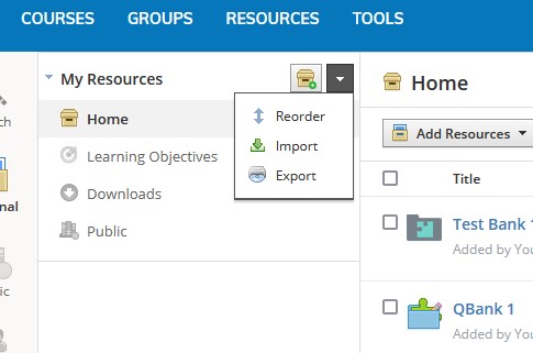 import button interface in Schoology resource page