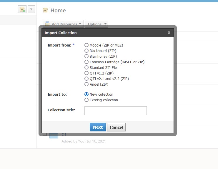 import options in schoology