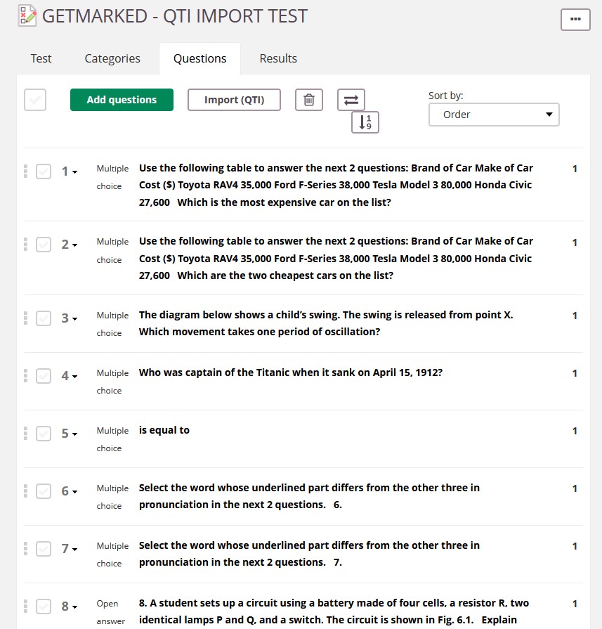 QTI file import into itslearning successfully