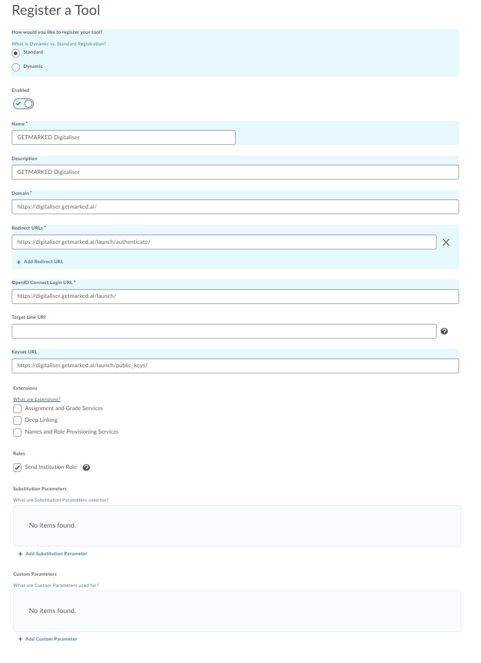 brightspace register tool form filled