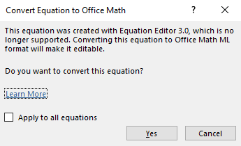 convert math type to office math equation