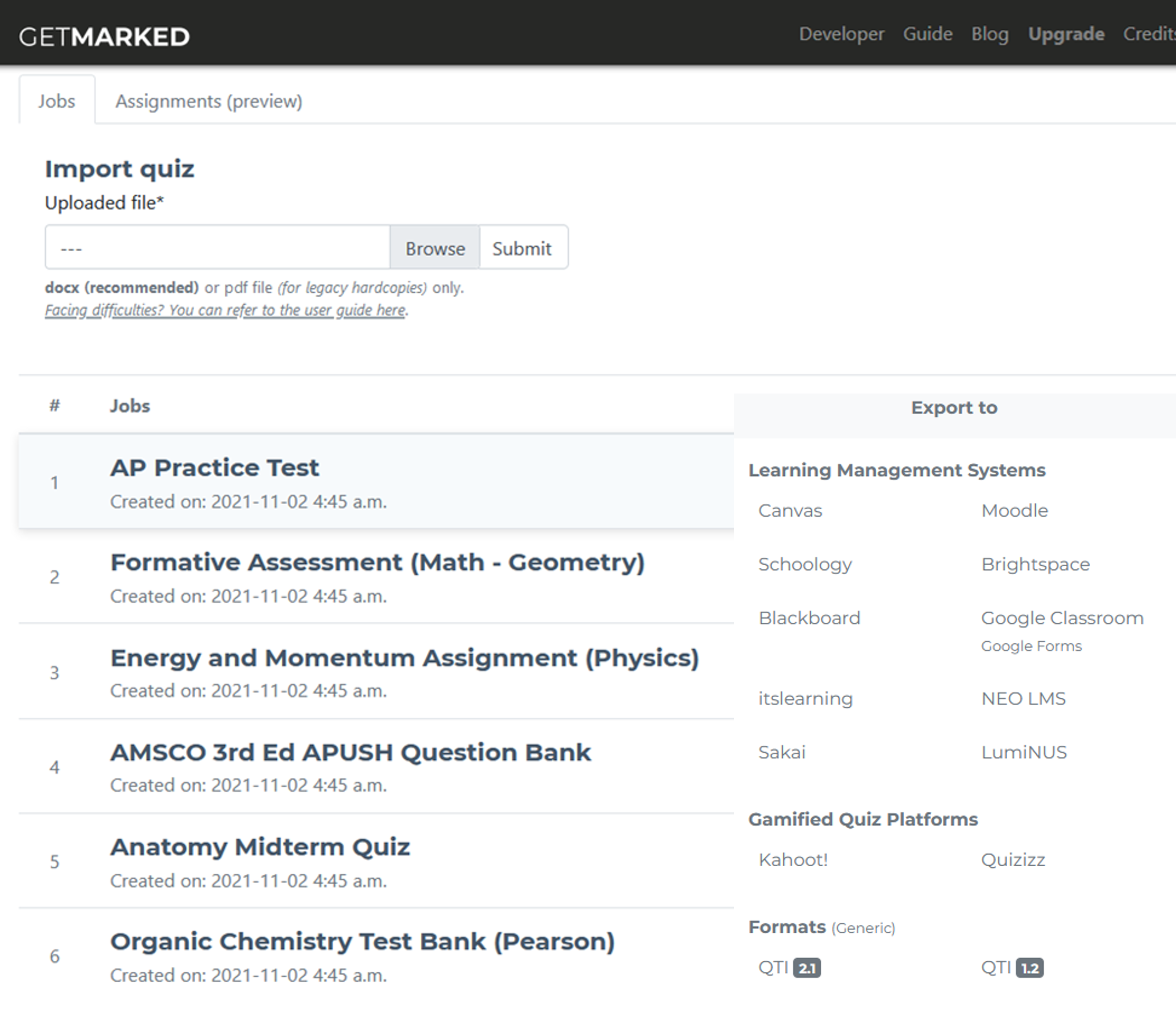 dashboard of getmarked digitaliser